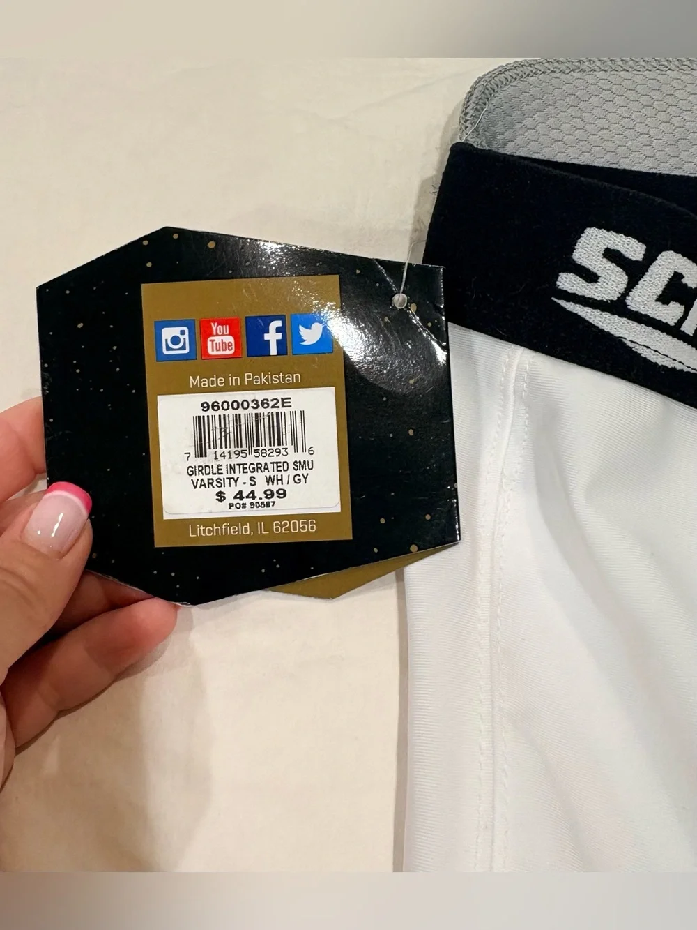 Schutt Men's White Compression Boxer Briefs with Gray Protective Pads